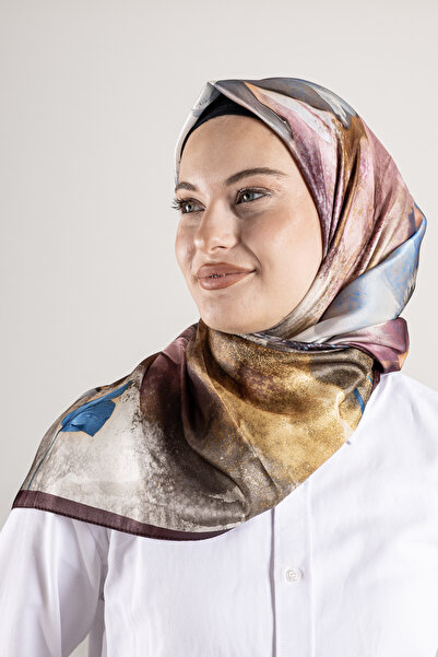 Akel Ψηφιακό κρυστάλλινο μοτίβο κασκόλ 95x95 – Παστέλ μοτίβο-4