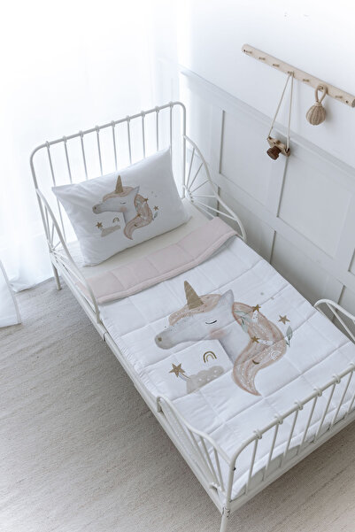 Tuğba Kuğu Organic Printed Montessori (100X200) Quilt Set Quilt Set - Royal Series - Unicorn Dream