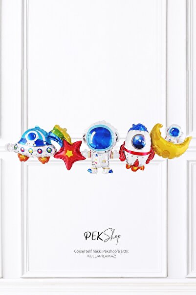 PEKSHOP Space Theme Astronaut Rocket United Foil Balloon