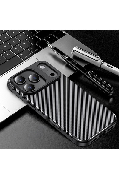 Nezih Case Apple iPhone 17 Pro Uyumlu Kamera Korumalı (KARBON TASARIM) Koruyucu Lüx Silikon Kılıf