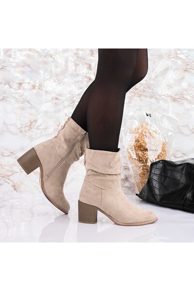 Tmall Ghete de damă până la gleznă, confecționate din piele întoarsă, cu inte...