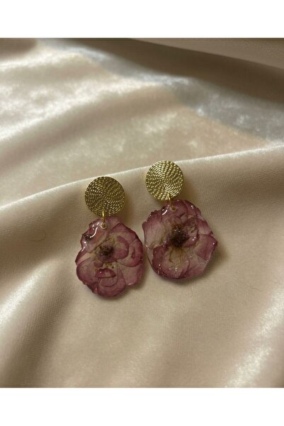 Lorys Boutique Handmade earrings with rose in epoxy resin