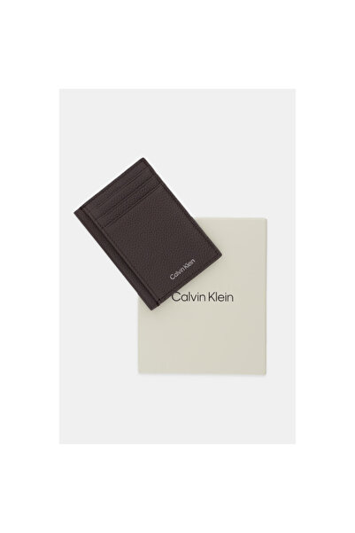 Calvin Klein Чоловічий коричневий картхолдер з тисненням фольгою