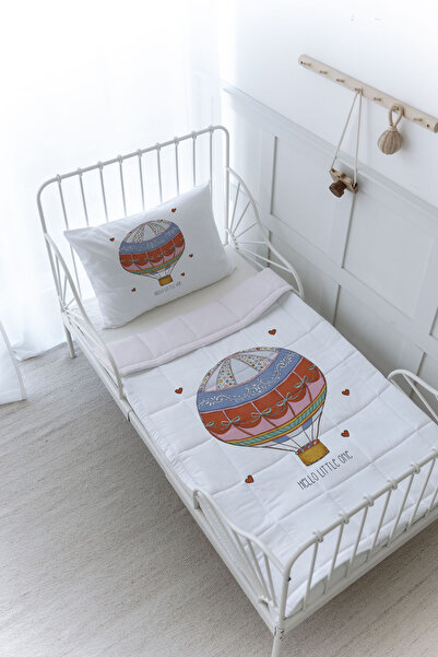 Tuğba Kuğu Organic Printed Baby (100X150) Quilt Set - Zezig X Royal Series - Pink