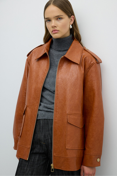 Roman Çift Cepli Fermuarlı Geniş Kesim Mont Tarçın K2617512_053