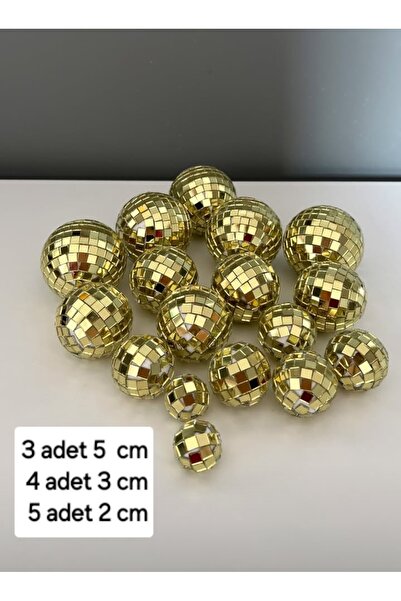 ÇİLEKHOMEAVM Gold disko topu pasta süsü