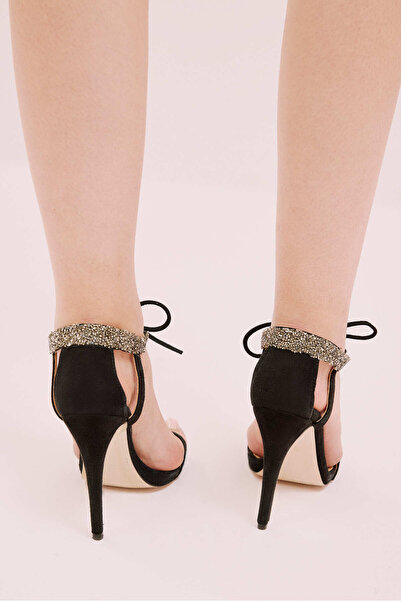 Roman Bağlama ve Taş Detaylı Topuklu Ayakkabı Standart Renk Y1883108_089