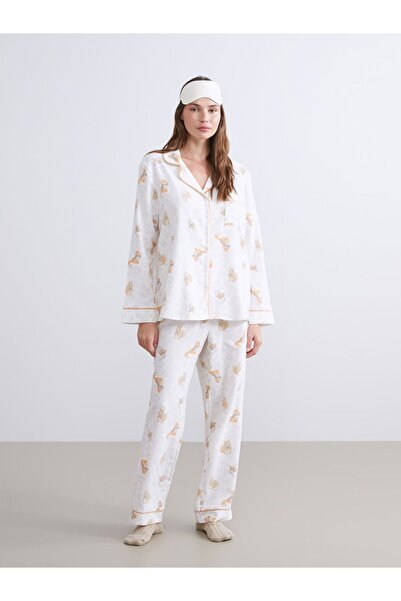 LC Waikiki LCW DREAM Gömlek Yaka Desenli Kadın Pijama Takımı