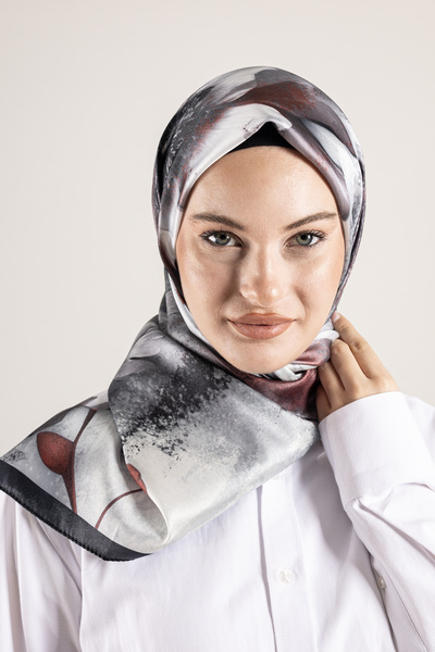 Akel Ψηφιακό κρυστάλλινο μοτίβο κασκόλ 95x95 – Παστέλ μοτίβο-4