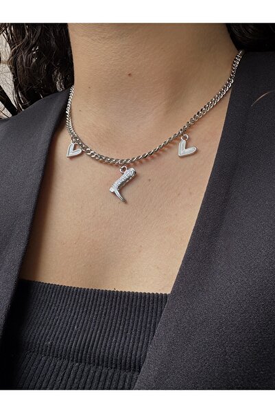 M Miel Women's Heart Cowboy Boot Charm Necklace