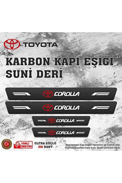 ototime Toyota Corolla Uyumlu Deri Karbon Kapı Eşiği Koruyucu Bant 4 adet
