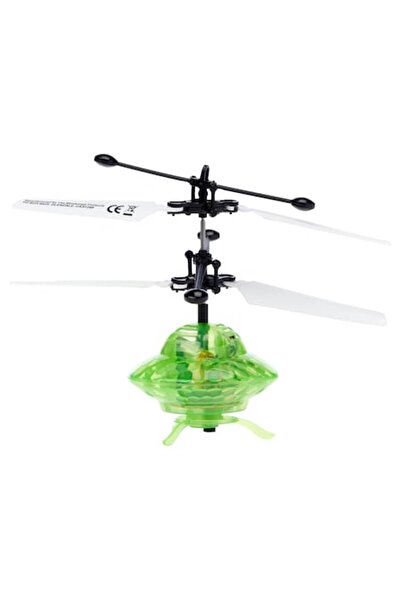 dalimag Mini elicopter de jucărie, controlat manual, model OZN, verde, 16 cm,