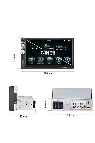 MaxTech MP5 Player universal Carplay si Android auto 1 Din, MaxTech®, display HD de 7 inch, Aux, Card SD