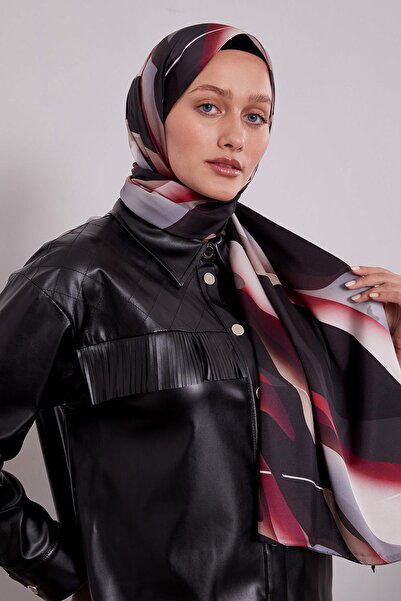 Levidor Burgundy Abstract Pattern Twill Shawl