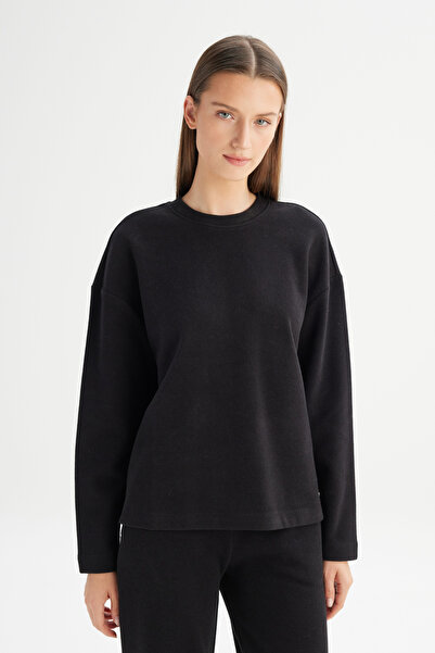 WRANGLER Loose Fit Rahat Kesim Bisiklet Yaka Siyah Triko Kazak