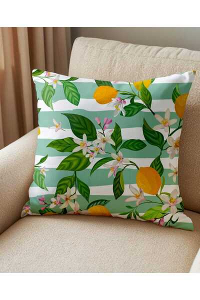 Queen Jera Husă decorativă pentru pernă cu model de lămâie în dungi 43 x 43 c...