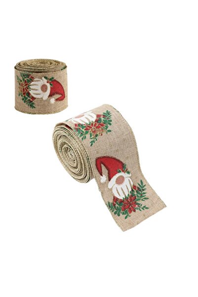 GERICOM Flippy Christmas Decorative Ribbon, Elf Design, 200 x 6.3 cm, Khaki
