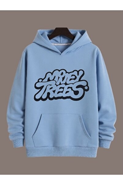 ArtYus سويت شيرت بقلنسوة كبير الحجم من القطن مطبوع عليه أشجار المال الملونة ل...