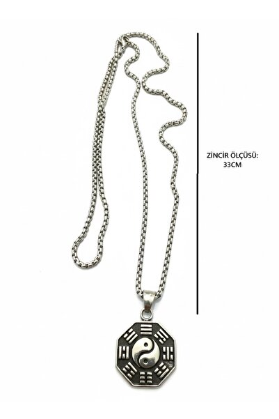 SOFT Yin Yang Kolye Unisex – 316L Paslanmaz Çelik Doğal Taşlı Gotik Denge Sem...