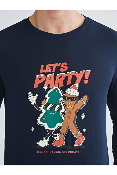 LC Waikiki Standart Kalıp Yılbaşı Temalı Erkek Pijama Takımı