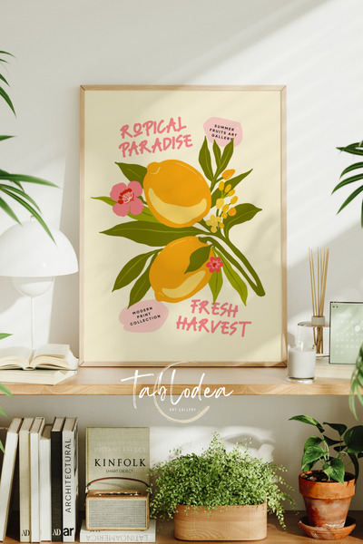 tablodea Ilustrație modernă cu fructe, decor pentru bucătărie, tablou cu post...