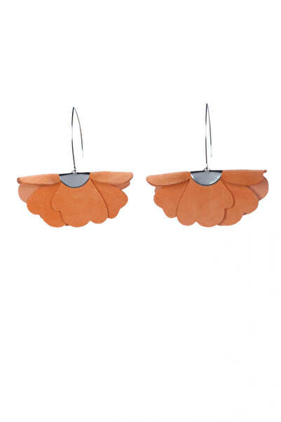 HAIArt Handmade leather floral earrings - Sunset - Silver hook