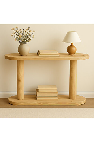 Genel Markalar Masif Ahşap 2 Katlı Dresuar – El Yapımı, Doğal Ağaç Konsol Luk...