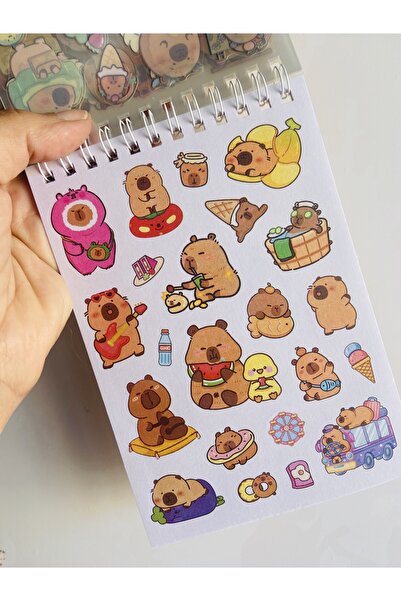 synshop Capybara Sticker Decal 24 Sheets 300Pcs Waterproof+Opaque 10 Sheets Ruler Keychain Notepad