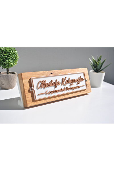 wart dizayn masa üstü sümen takımı, ahşap isimlik