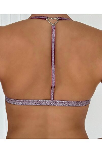 LilaLingerie Glittery Front Clip Detailed Underwire-Free Bra Embroidery Bra Comfortable Single Bra