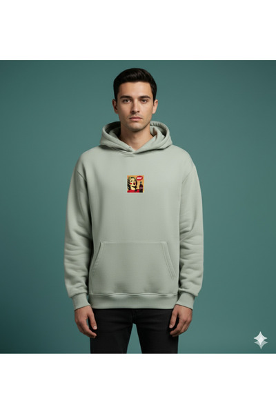 By Caspita Fashion Lenithra Pop Art Coca Cola Back Printed Unisex Oversize Gray Hoodie