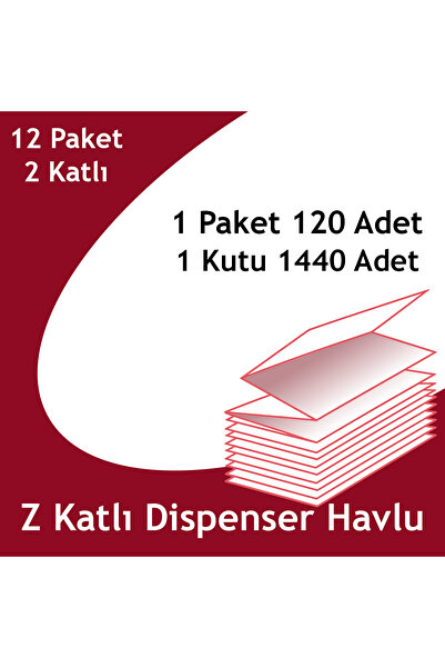 Merwish Z Katlama Dispenser Kağıt Havlu 2 Katlı 1 Koli 12 Paket x 120 Yaprak ...