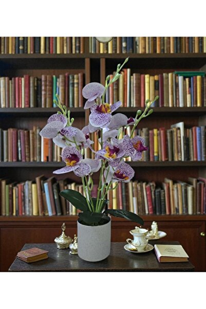 lstri Beyaz Saksıda Şık Yapay Orkide Çiçek Hediyelik Doğum günü Öğretmenler günü