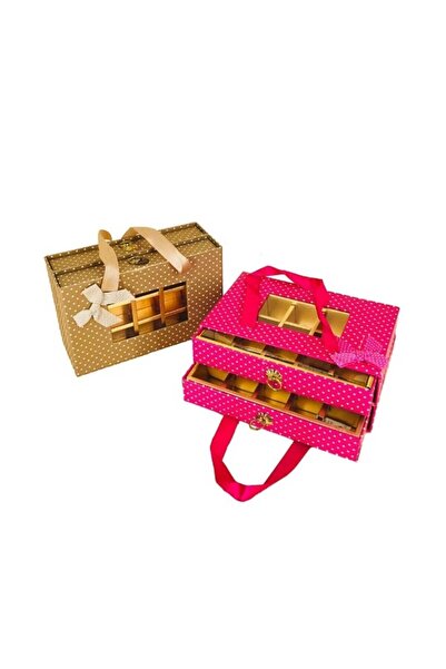 Generic صندوق هدايا فاخر على شكل حقيبة يد - تصميم منقط مع مقبض من الشريط (12 قطعة)