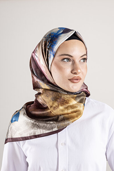 Akel Ψηφιακό κρυστάλλινο μοτίβο κασκόλ 95x95 – Παστέλ μοτίβο-4