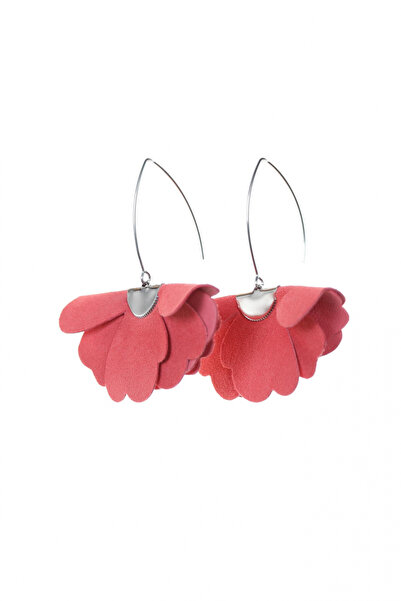 HAIArt Handmade leather floral earrings - Coral
