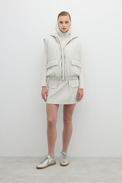 Roman Önü Fermuarlı Kapüşonlu Çift Cepli Yelek Taş K2617005_044