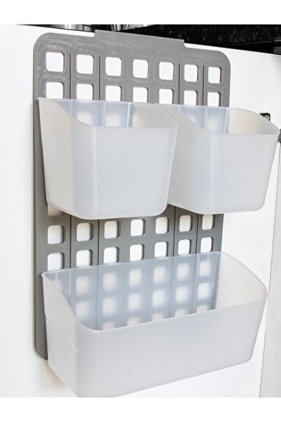 NN Modular organizer NN, 1 basket L + 2 baskets S, 25.5x10.5x36 cm, PP, White/Grey