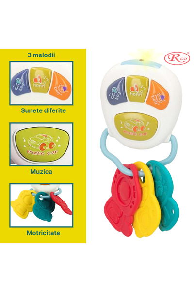 RCO Set Jucarii Interactive, Telefon, volan si chei masina cu lumini si sunete, +12 luni, WW7027