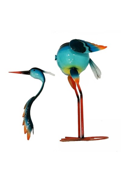 Flippy Flamingo Garden Decoration with Plant Holder, Metal, 71x34x22 cm, Blue