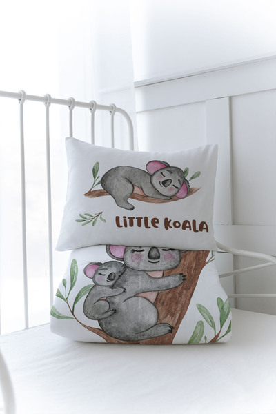 Tuğba Kuğu Organic Printed Montessori (100X200) Quilt Set Quilt Set - for Baby Series - Mother and Baby Koala