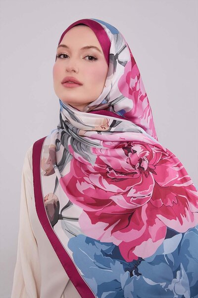 Levidor Plum Lotus Pattern Indian Silk Shawl