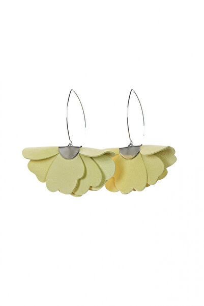 HAIArt Handmade leather floral earrings - Pale yellow with glitter