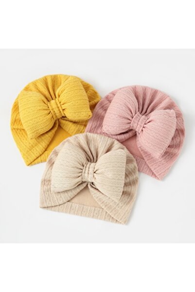 KERNOWSUN Set 3 turbane pentru copii KERNOWSUN, bumbac tricotat cu fundă, 6-1...