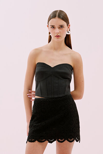 Roman Korse Tipli Straplez Keten Büstiyer Siyah Y2514019_001