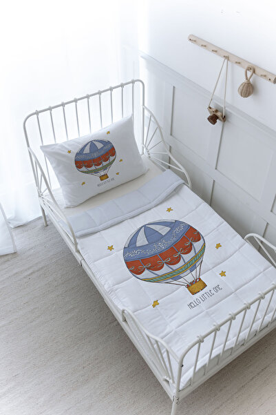 Tuğba Kuğu Organic Printed Baby (100X150) Quilt Set - Zezig X Royal Series - Blue