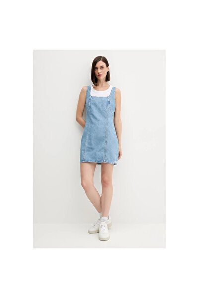Calvin Klein Ck Lv047c714g Scoop Neck Dress Evenıng Blue Kadın Elbise