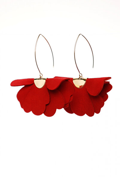 HAIArt Handmade leather floral earrings - Red