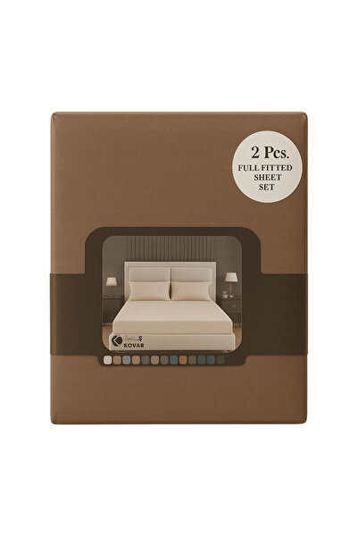 Kovar Single Fitted Bed Sheet Set 90X190cm With Pillow Cover 50X75cm- Brown