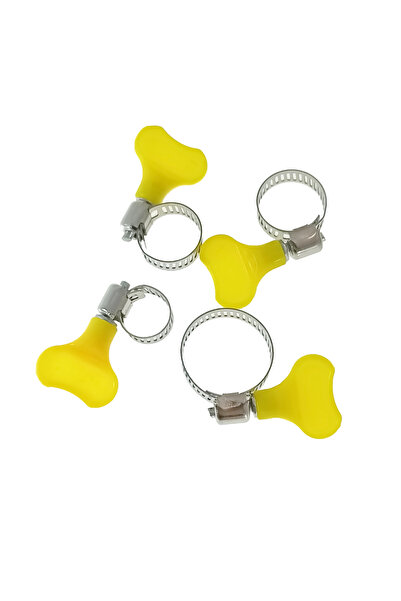 OEM Set 8 cleme fixare metalice cu maner, 4 marimi, pentru tevi si furtun, reglabile, galbene